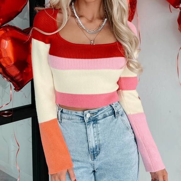 Colorblock crop sweater - Picture 2 of 5